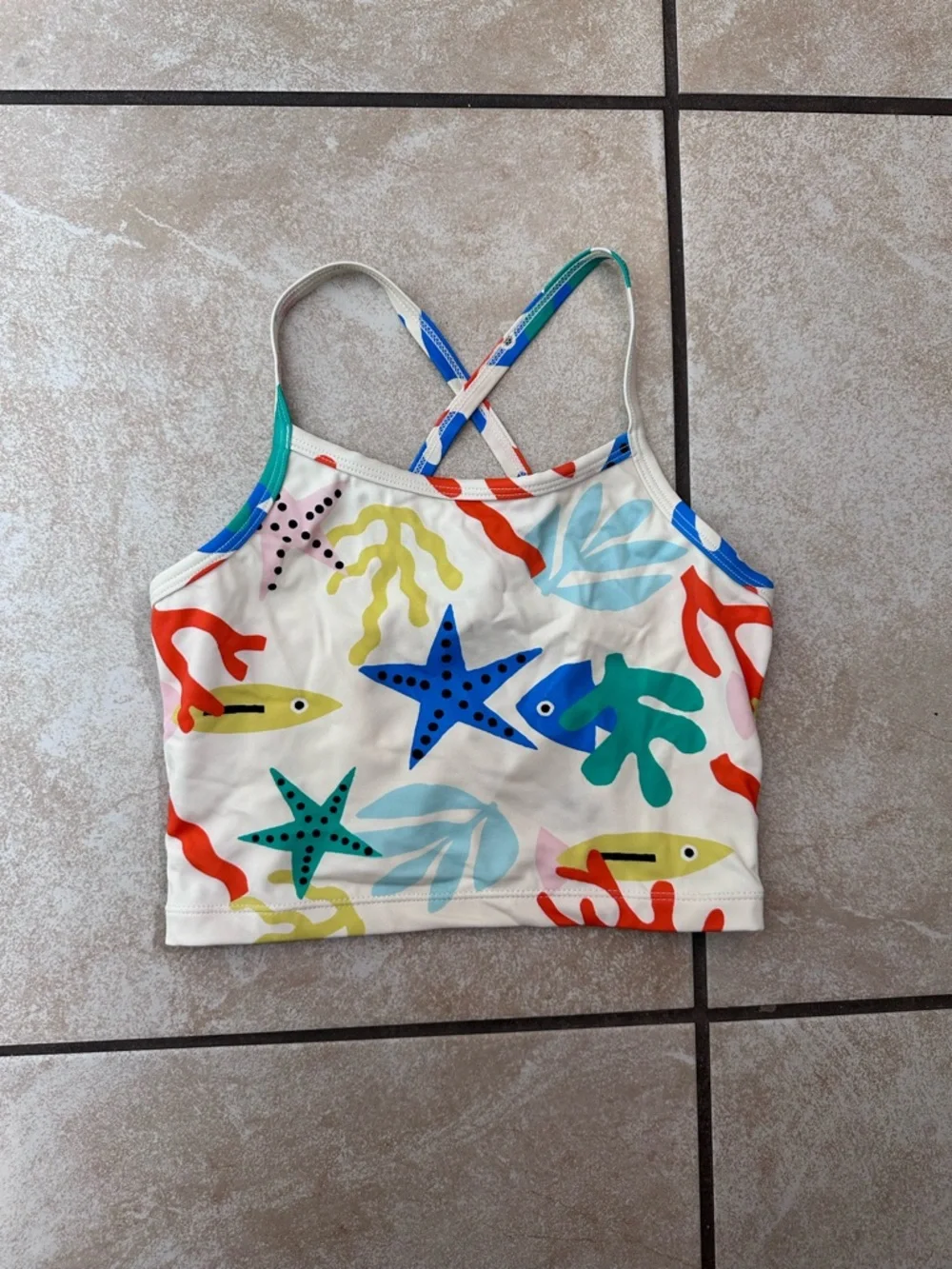 Hannah Anderson girls swim top multicolor ocean sea theme